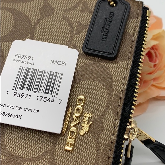 COACH Double Zip Wallet In Signature Canvas - Picture 3 of 8